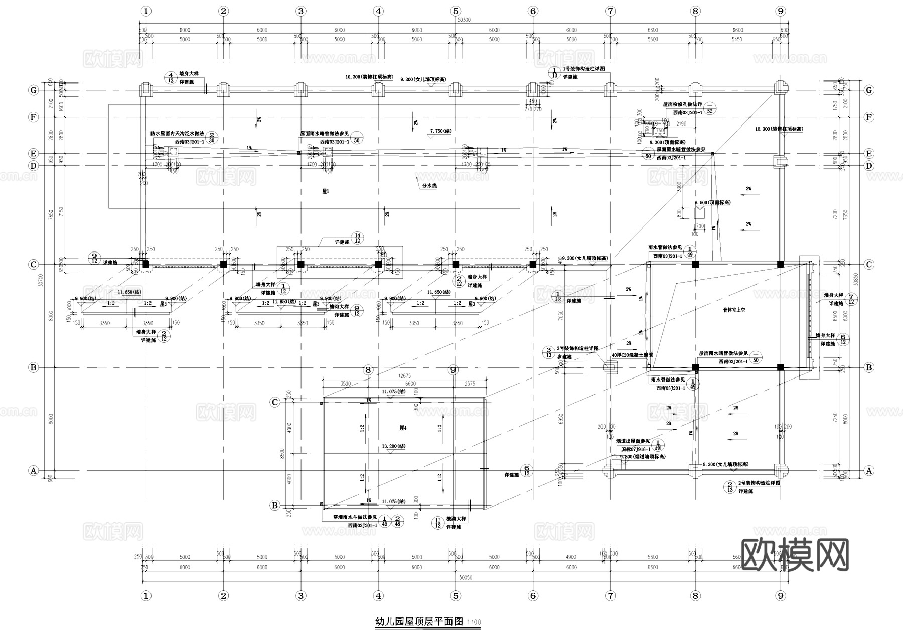 欧式二层幼儿园建筑CAD施工图整套cad施工图