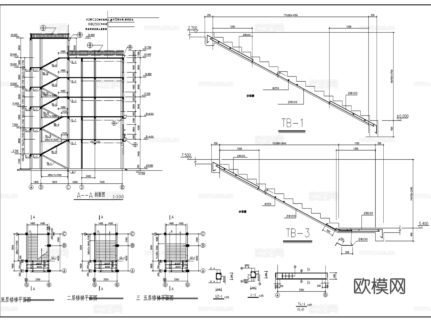 欧式商住建筑CAD施工图集cad施工图cad施工图