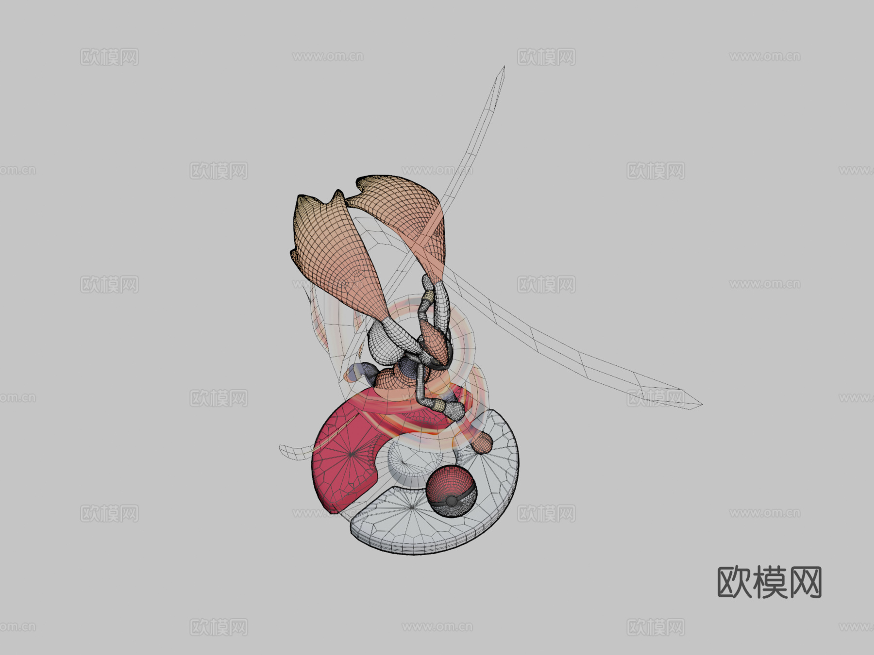 闪焰王牌 x 长耳兔融合3d模型下载（渲染图2）