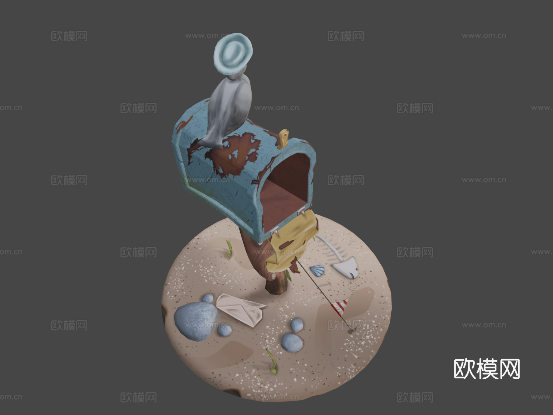 风格化手绘邮箱3d模型下载（渲染图8）