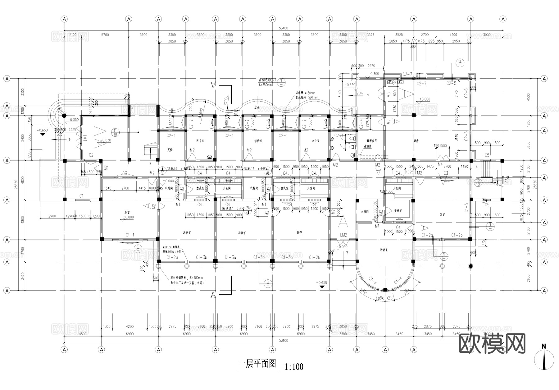 新桥山水居社区幼儿园建筑CAD施工图整套cad施工图