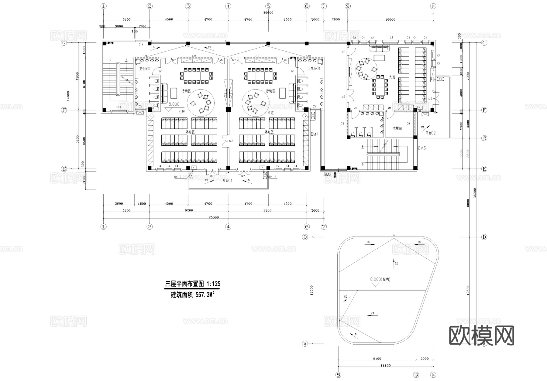 现代四层幼儿园室内装饰CAD施工图整套cad施工图
