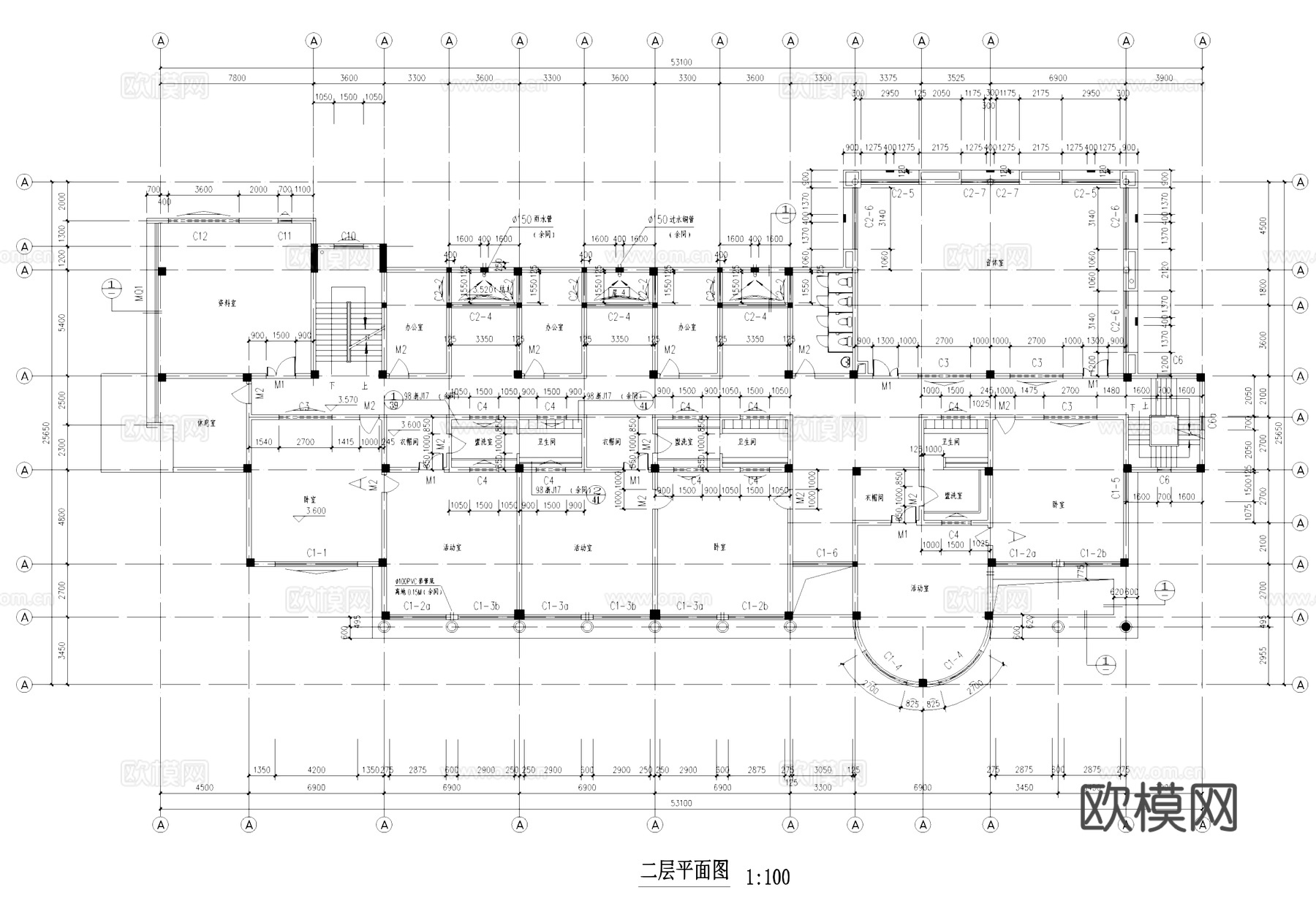 新桥山水居社区幼儿园建筑CAD施工图整套cad施工图