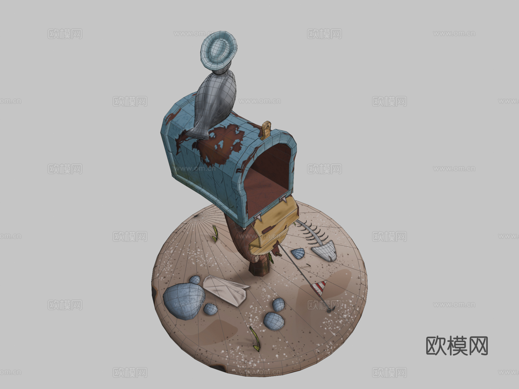 风格化手绘邮箱3d模型下载（渲染图2）