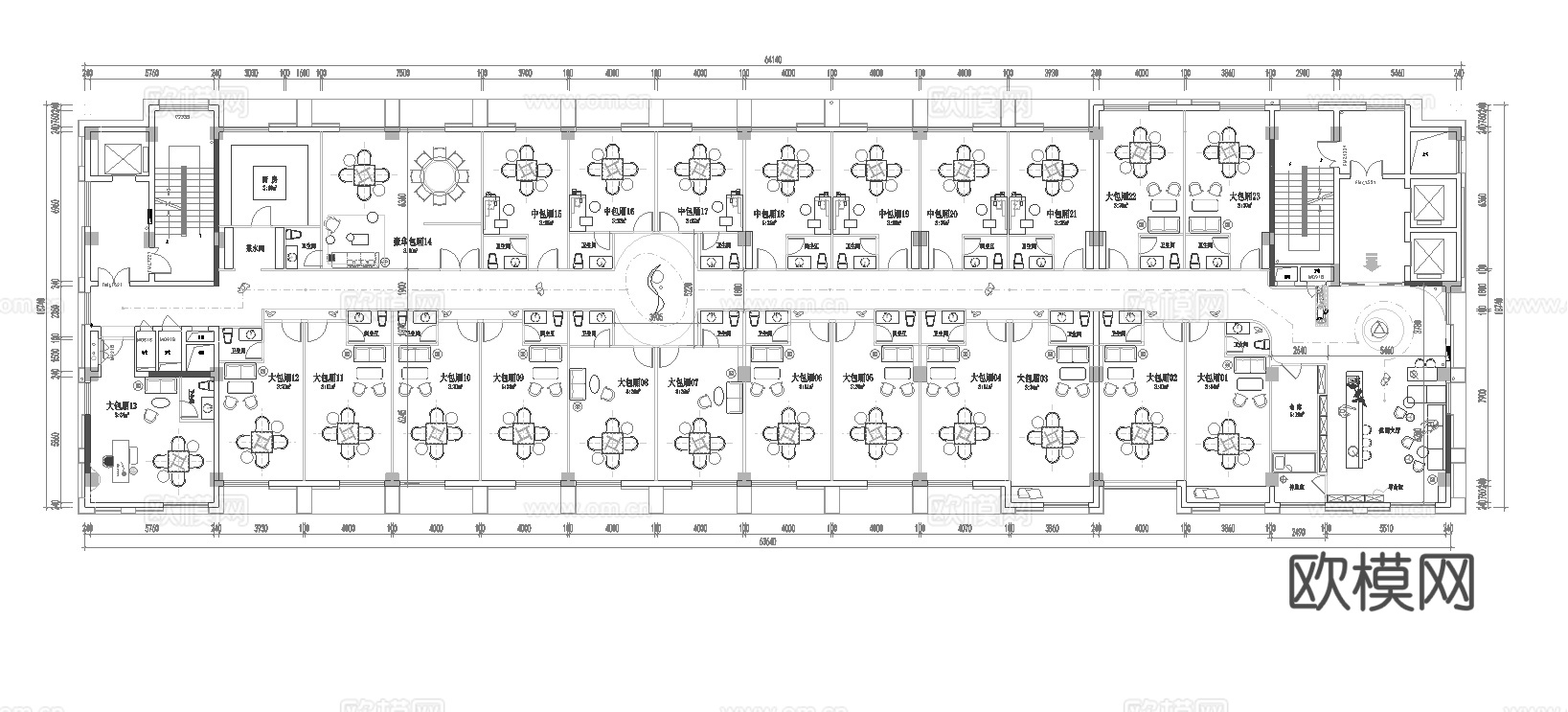 最新棋牌室 茶楼施工图设计cad施工图
