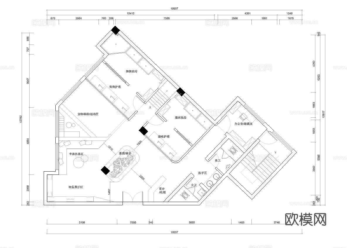 宠物店 最新全套施工图合集cad施工图