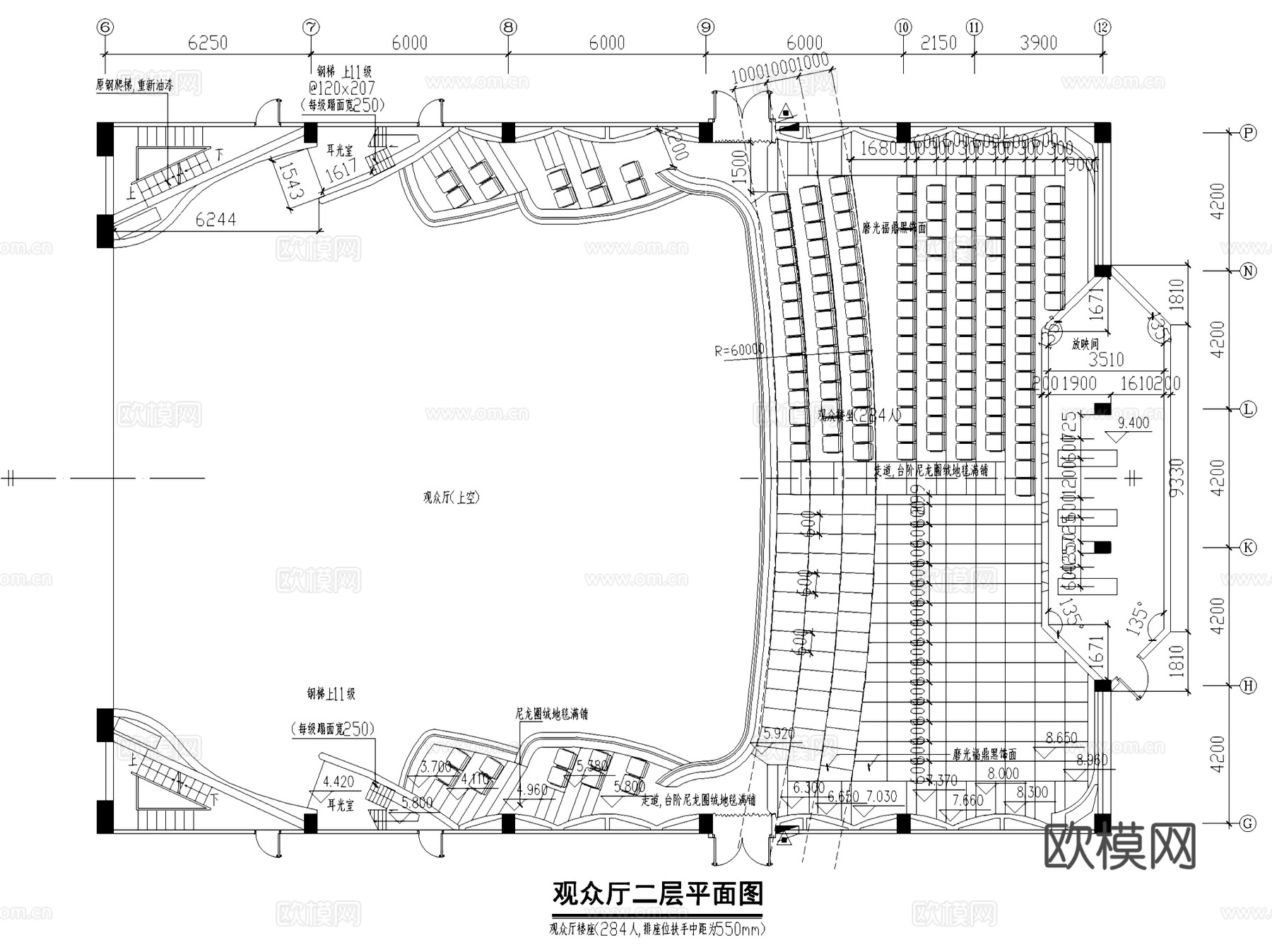 戏院观众厅室内装饰CAD施工图集cad施工图