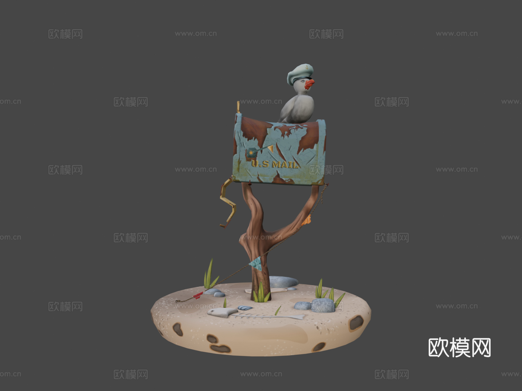 风格化手绘邮箱3d模型下载（渲染图7）