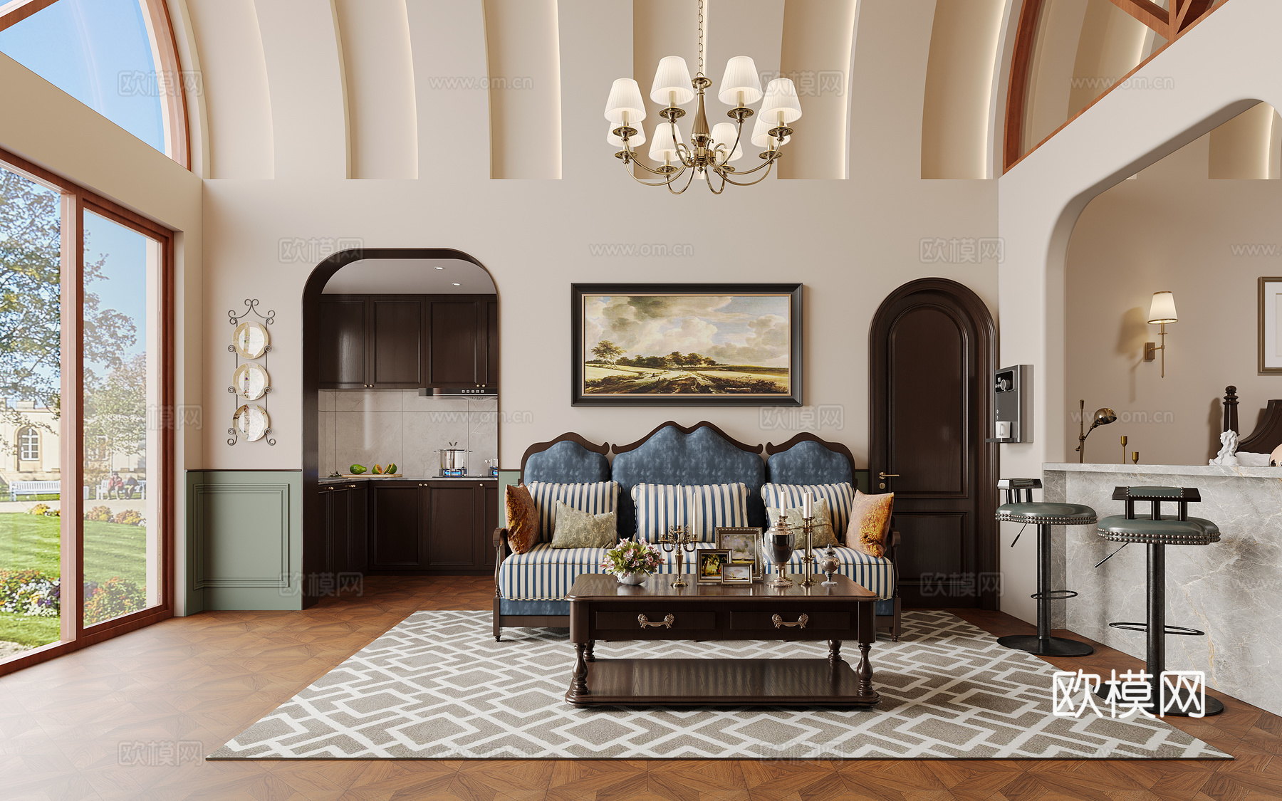 美式窑洞3d模型下载（渲染图2）