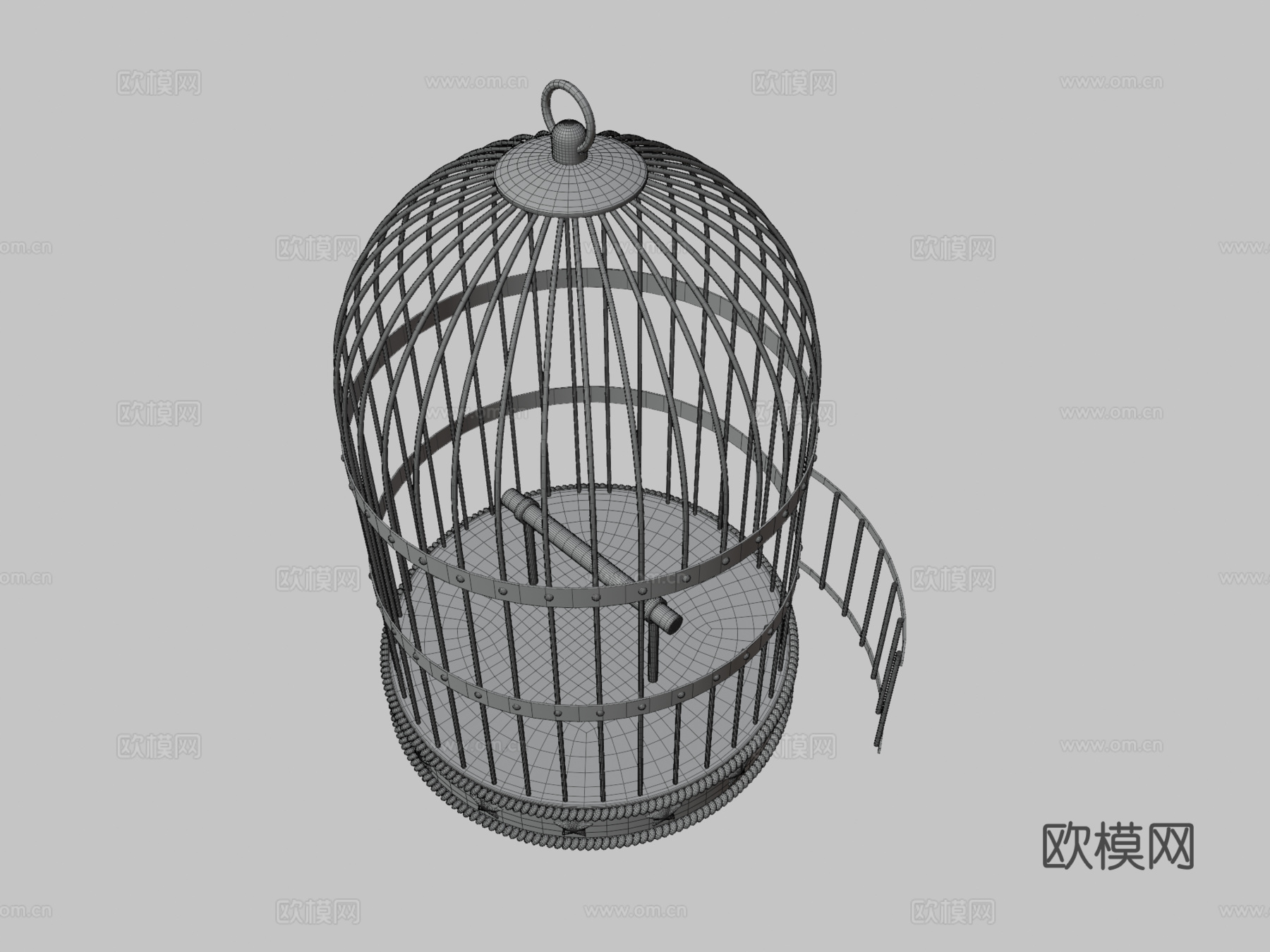 复古金属鸟笼3d模型下载（渲染图3）