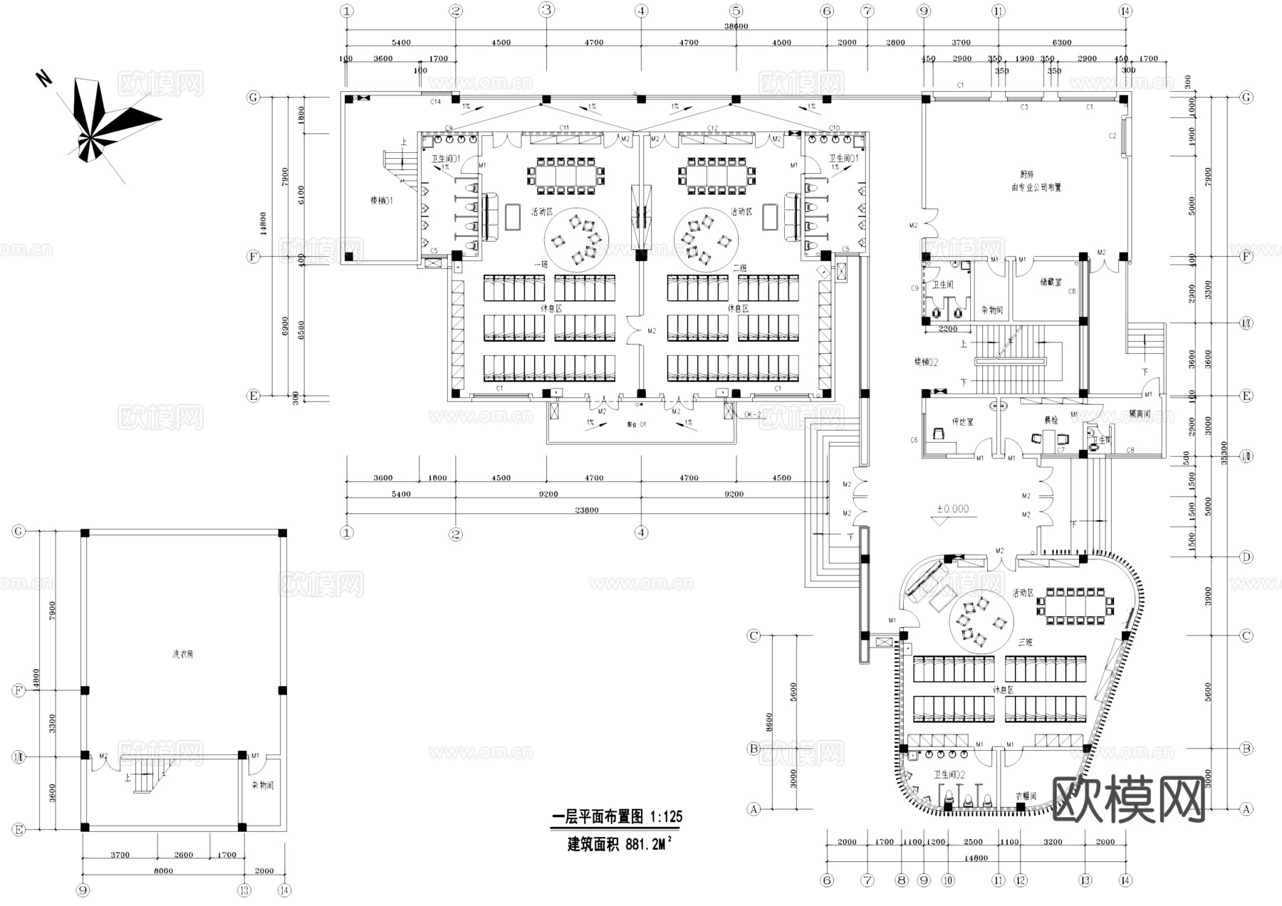 现代四层幼儿园室内装饰CAD施工图整套cad施工图