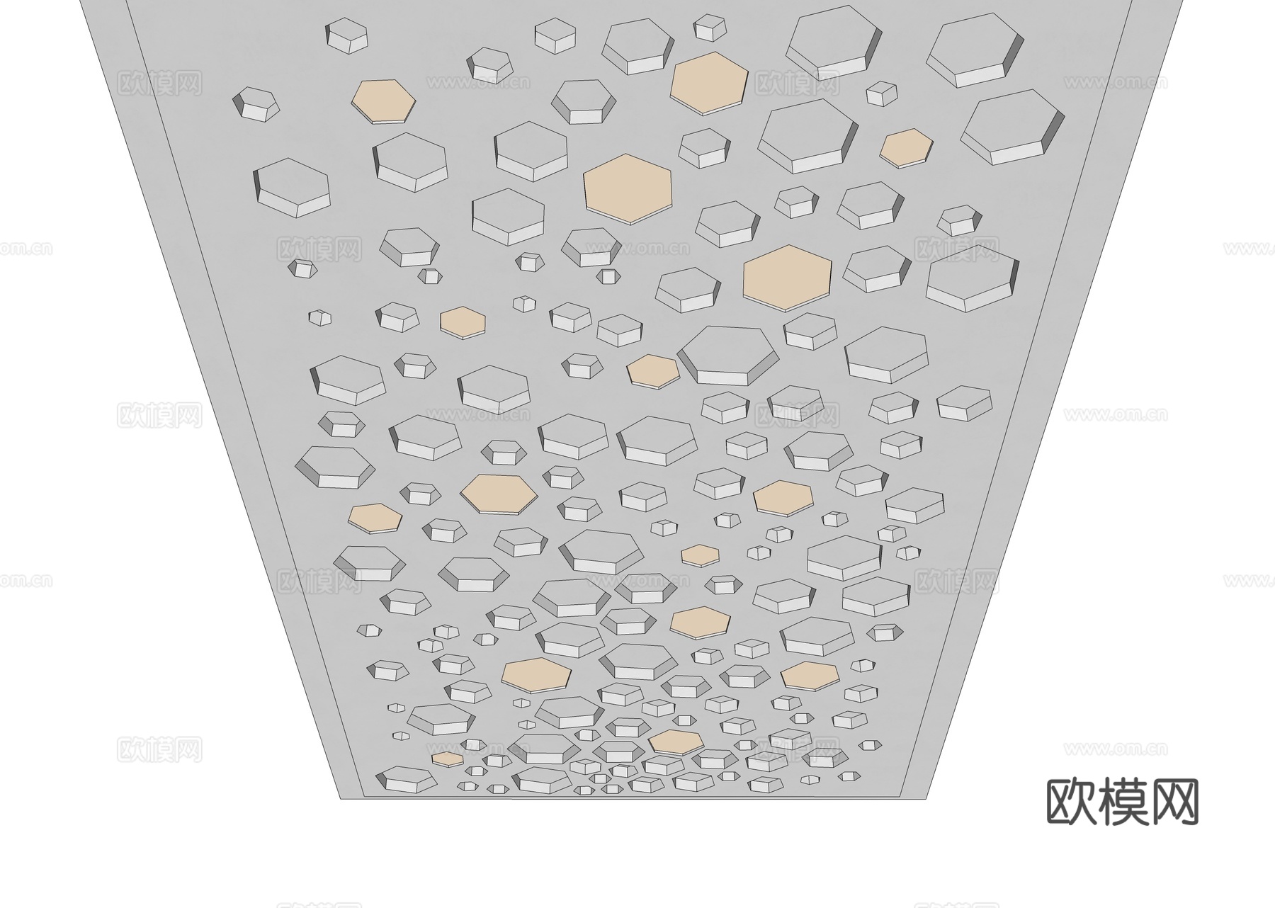 现代吊顶 异形吊顶 蜂窝吊顶 大堂吊顶 工装吊顶 六边形吊顶su模型