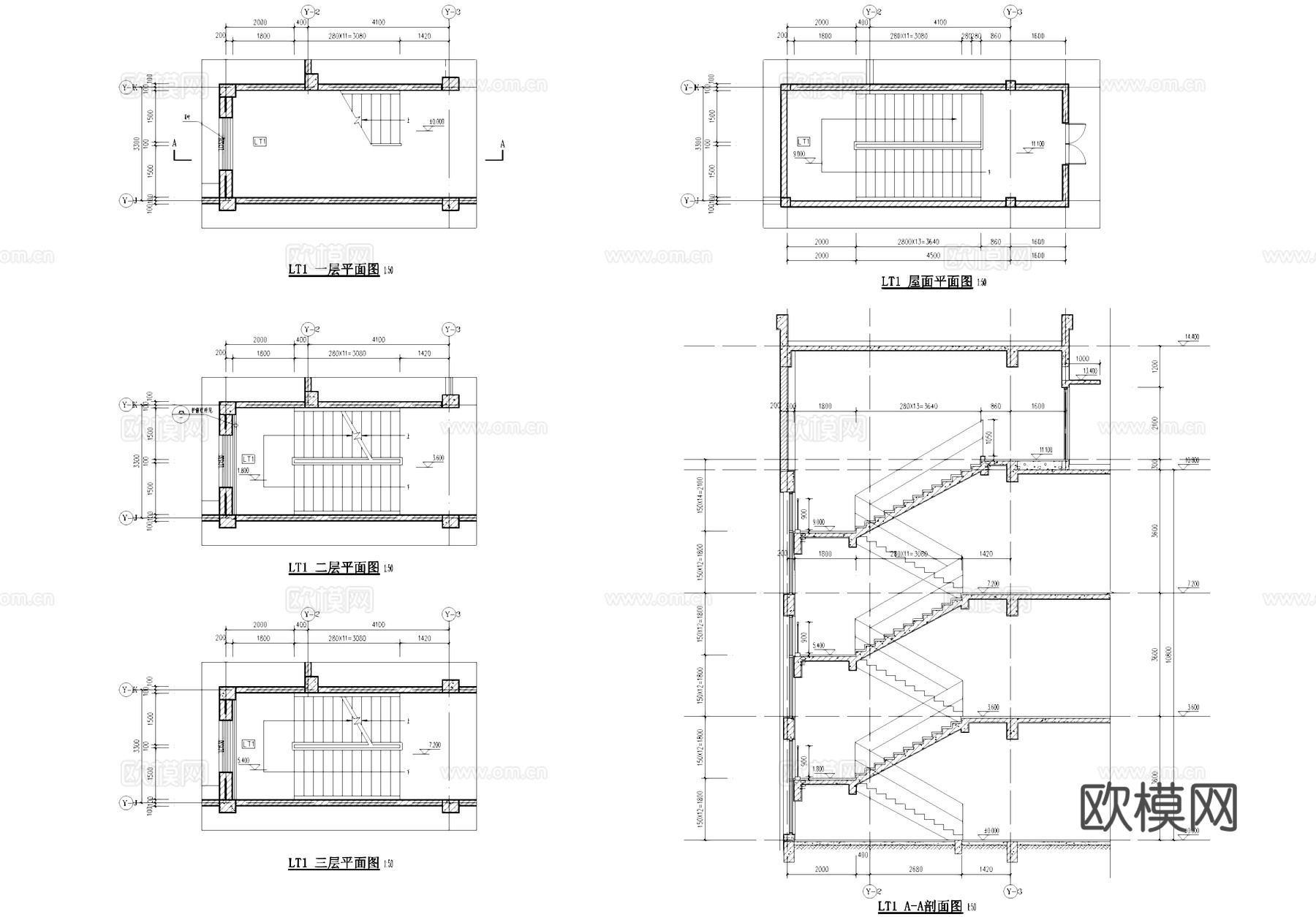 现代三层幼儿园建筑CAD施工图整套cad施工图