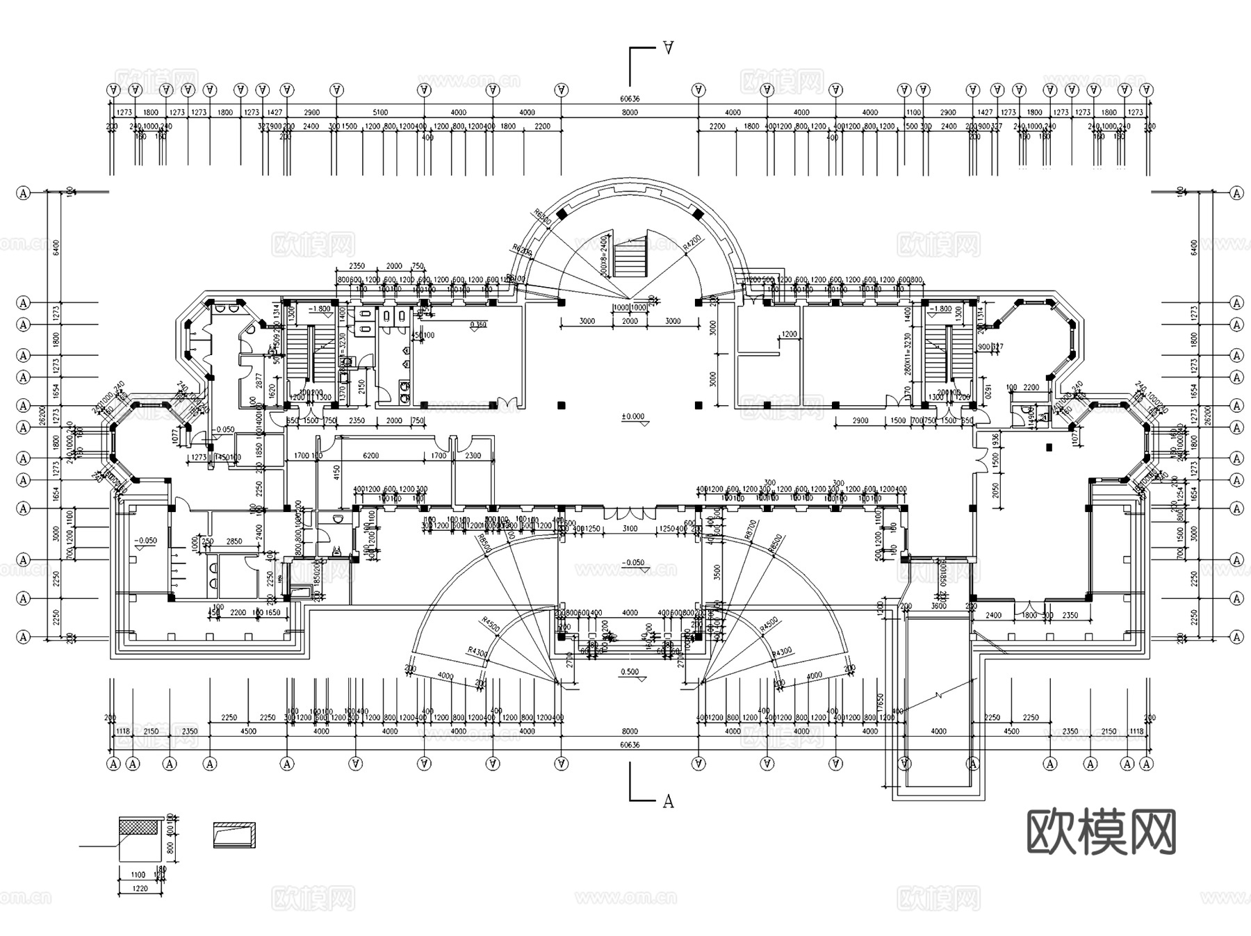 远乐邦辉会所建筑CAD施工图集cad施工图