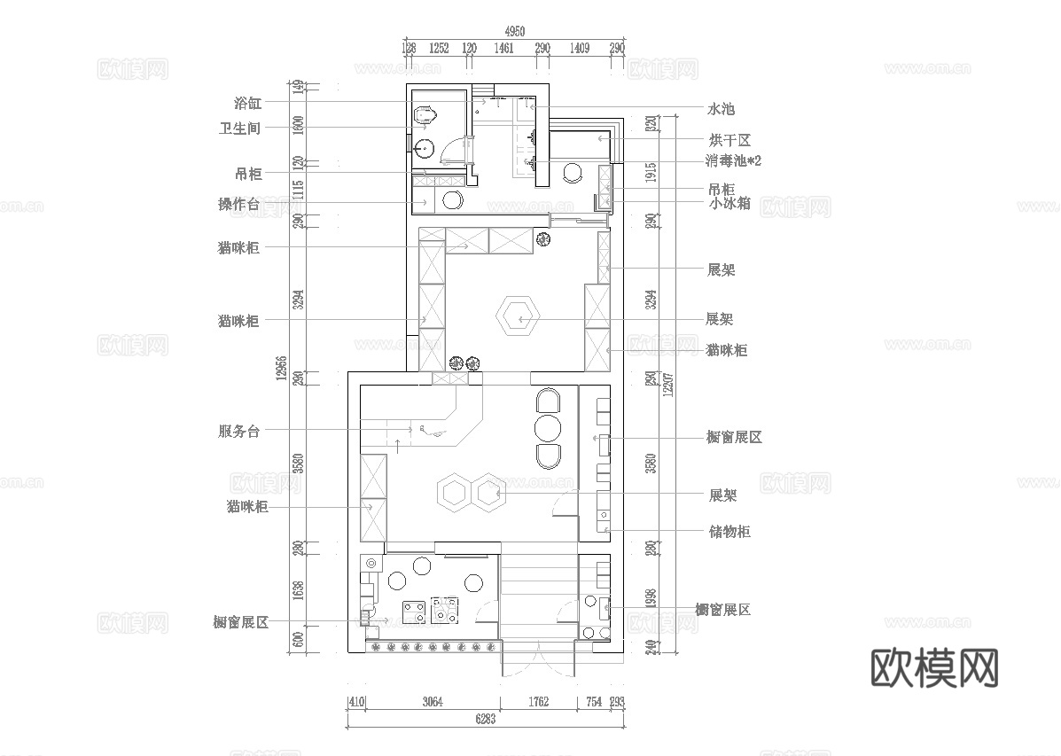 最新宠物店全套施工图设计cad施工图