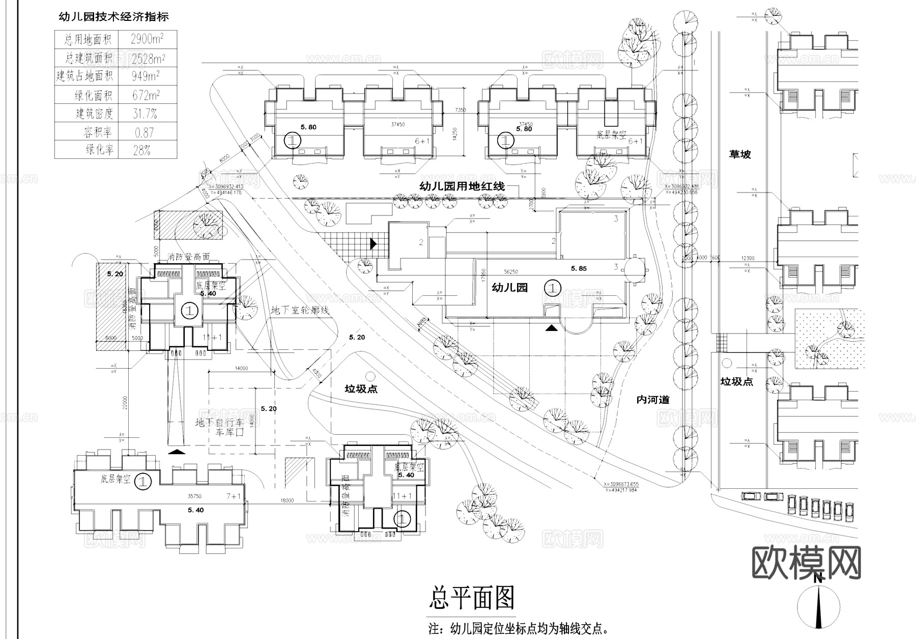 新桥山水居社区幼儿园建筑CAD施工图整套cad施工图