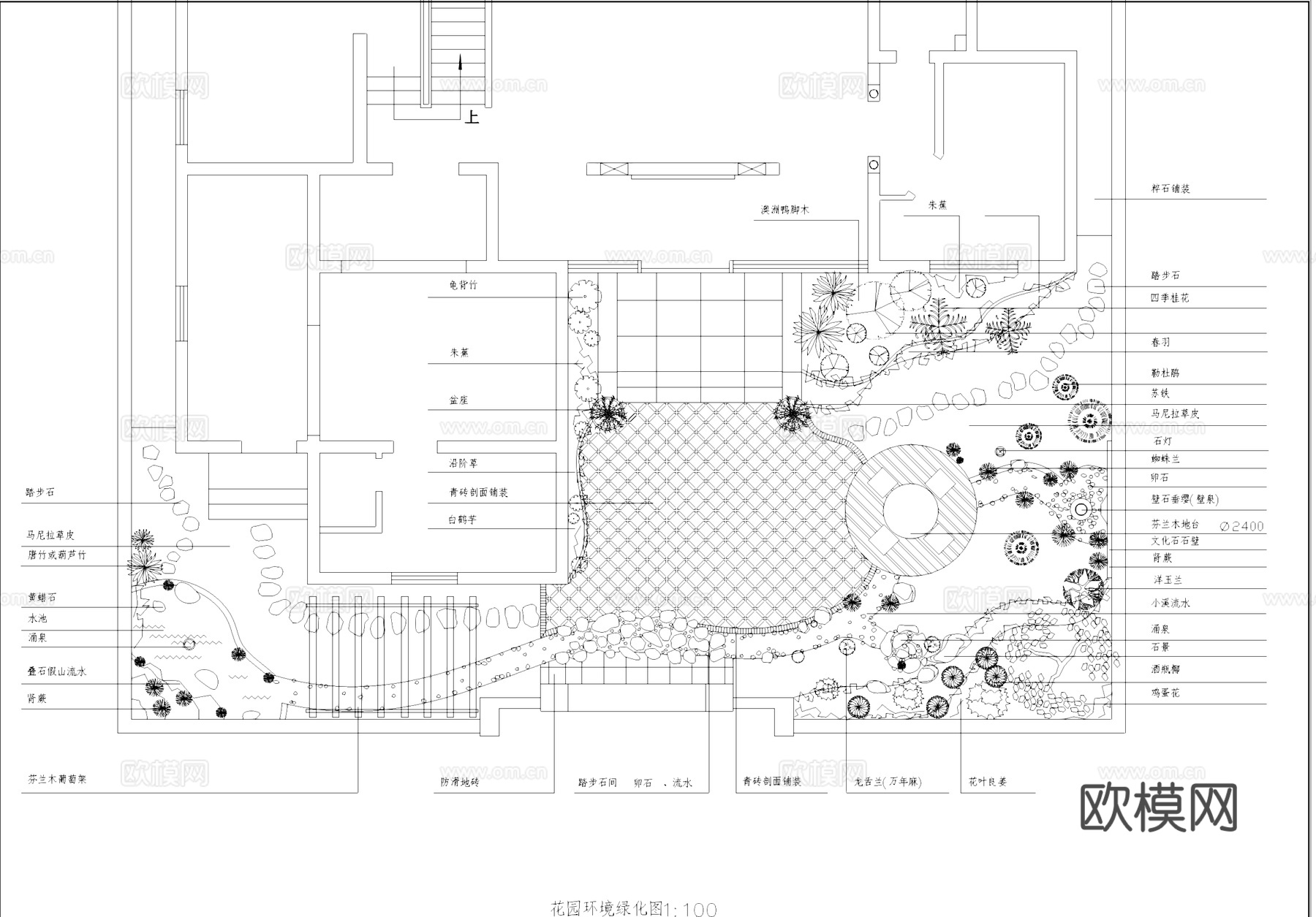 别墅庭院花园天台阳台景观CAD平面施工图cad施工图