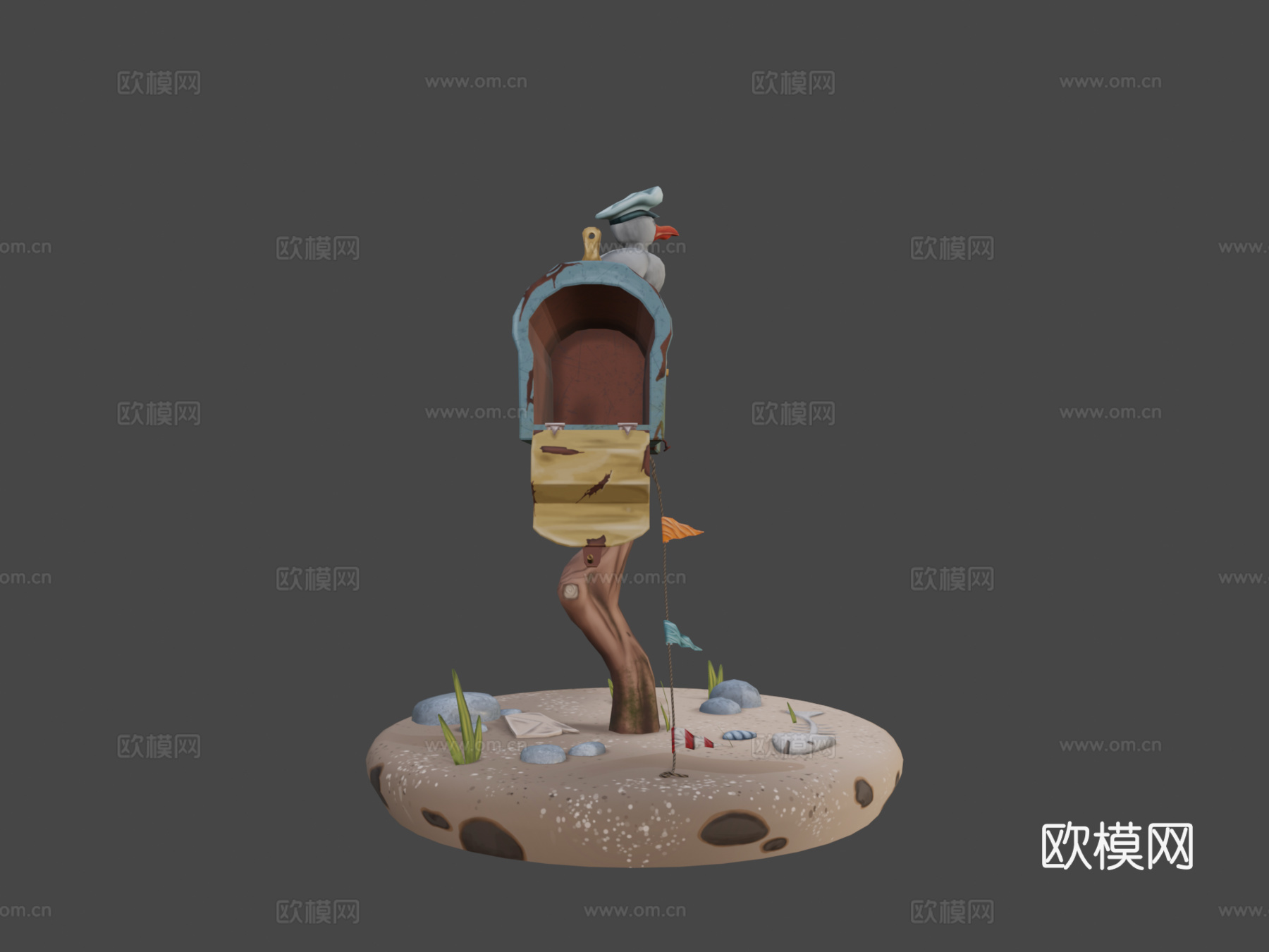 风格化手绘邮箱3d模型下载（渲染图6）