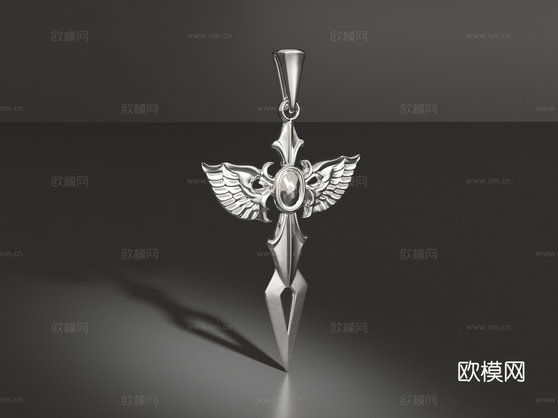 十字架翅膀吊坠3d模型下载
