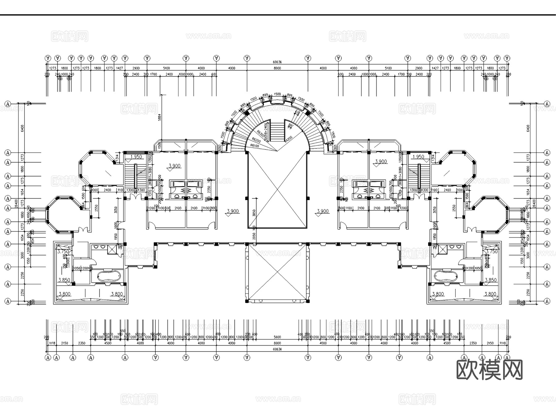 远乐邦辉会所建筑CAD施工图集cad施工图