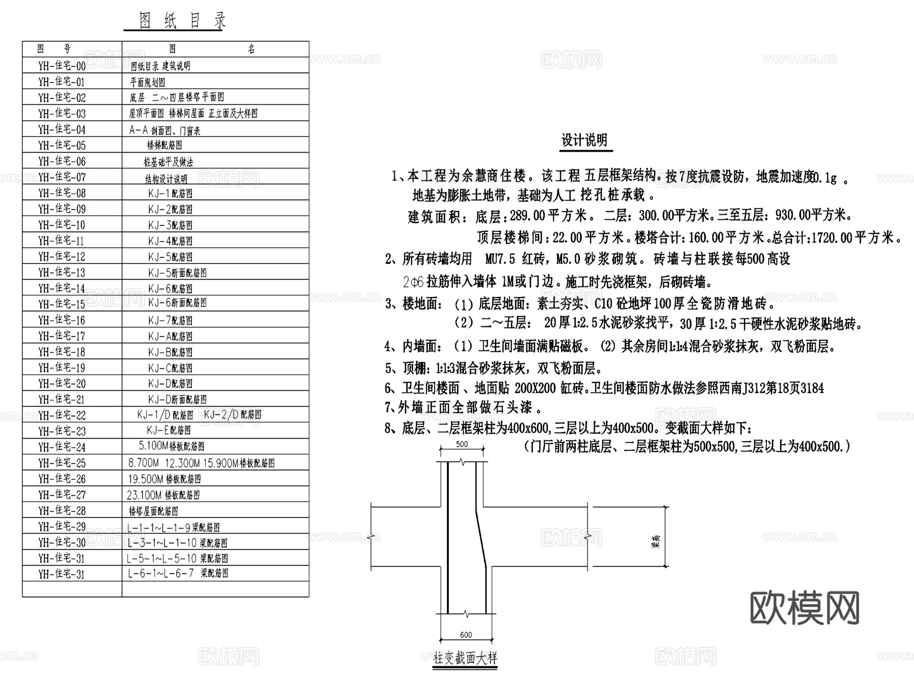 欧式商住建筑CAD施工图集cad施工图cad施工图