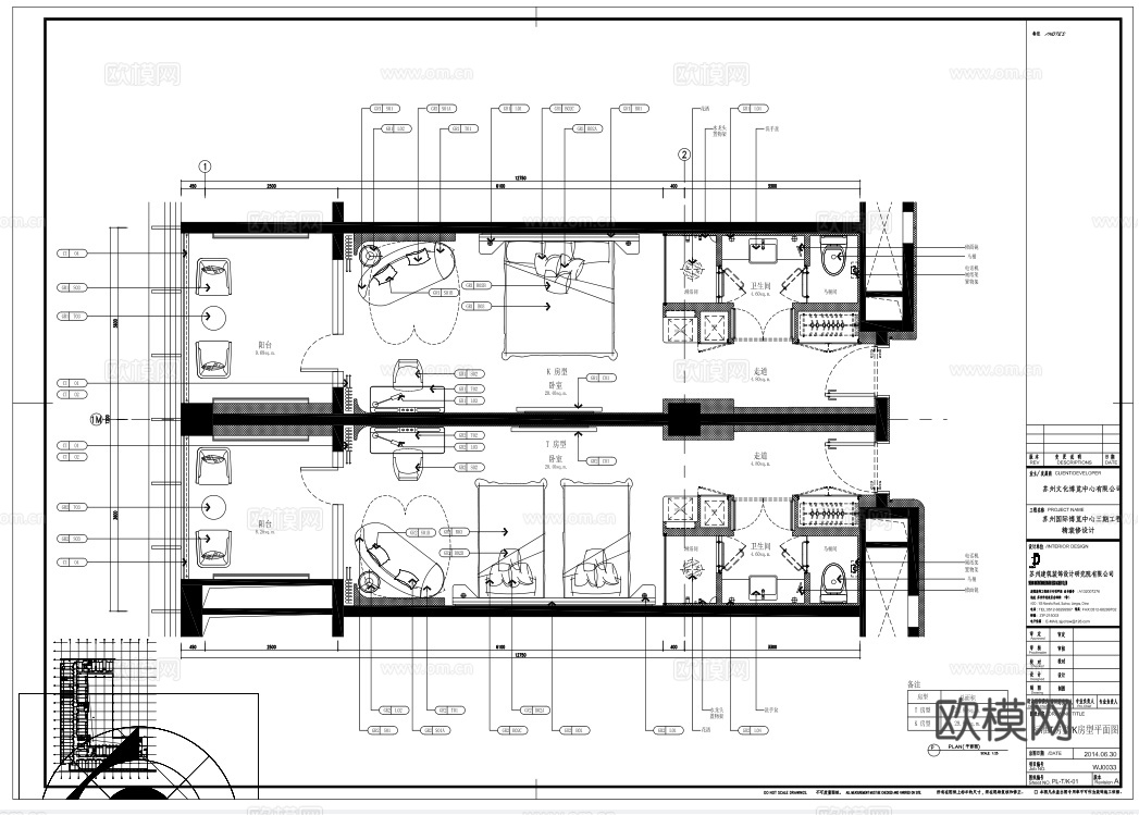 酒店大床房 标间 客房 最新全套施工图设计cad施工图