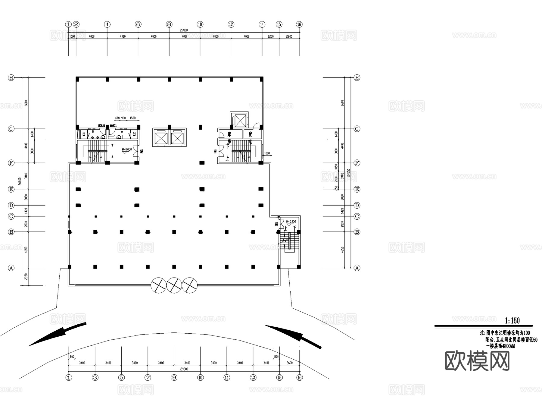 壮安酒店大厦建筑CAD施工图集cad施工图
