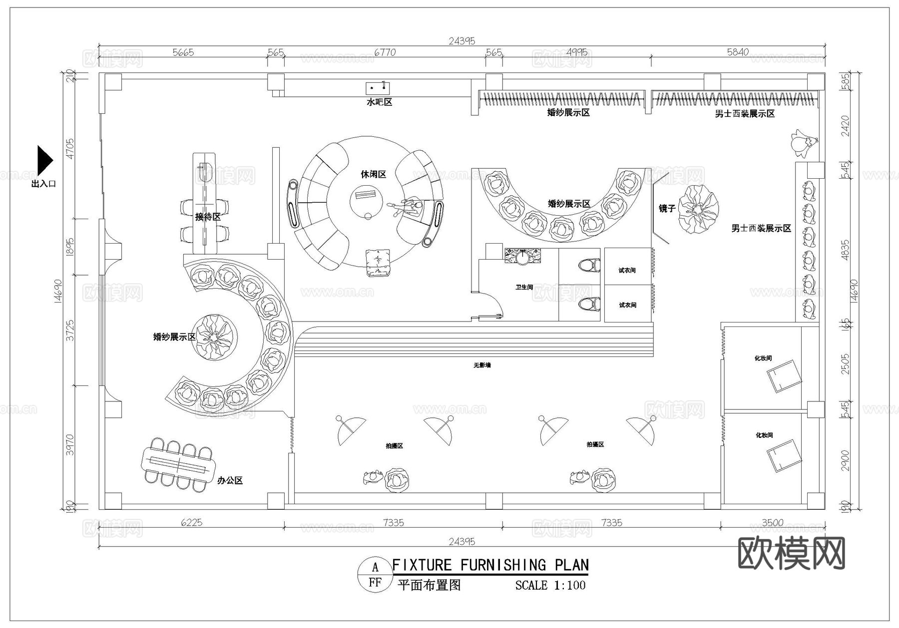 婚纱店 最新全套施工图设计cad施工图