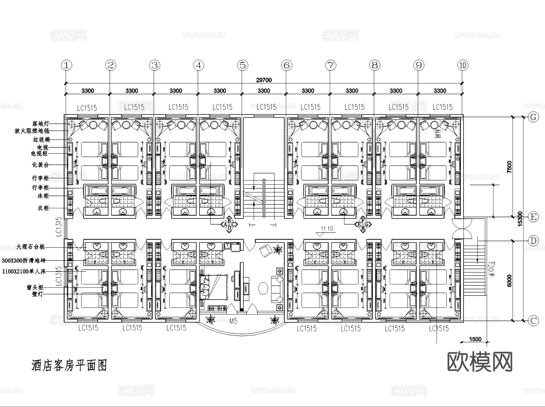 酒店装修设计室内CAD施工图集cad施工图