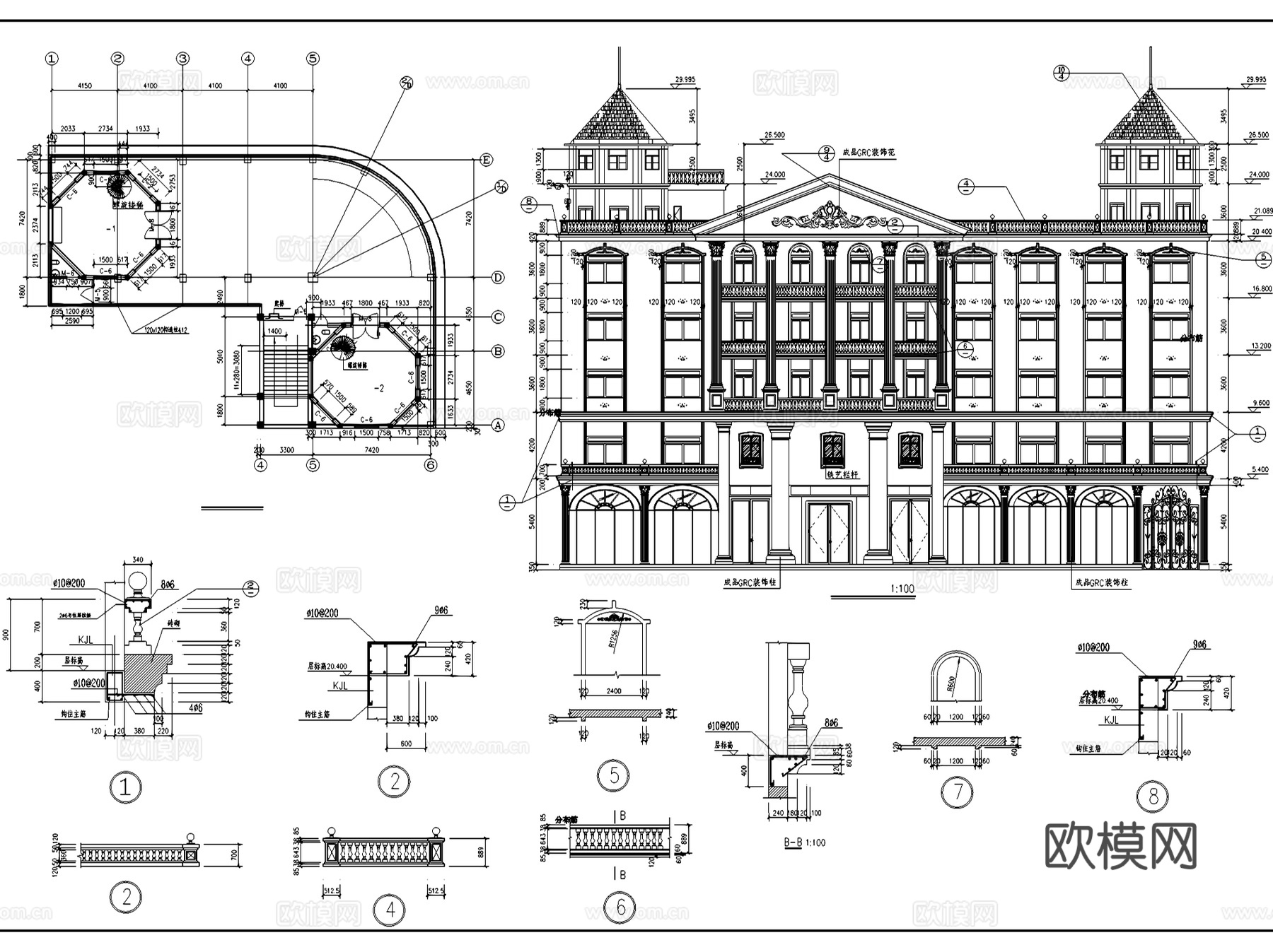 欧式商住建筑CAD施工图集cad施工图cad施工图