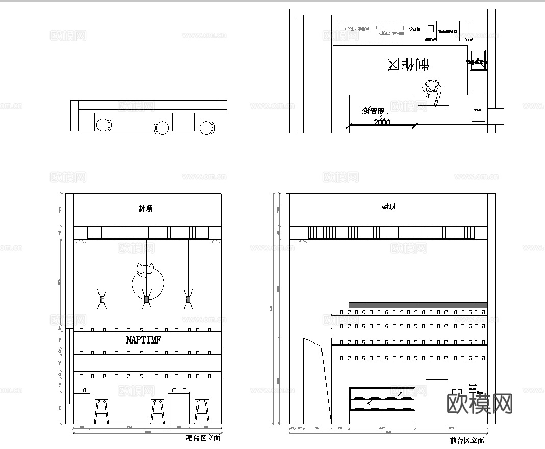 最新猫咖店全套施工图设计cad施工图