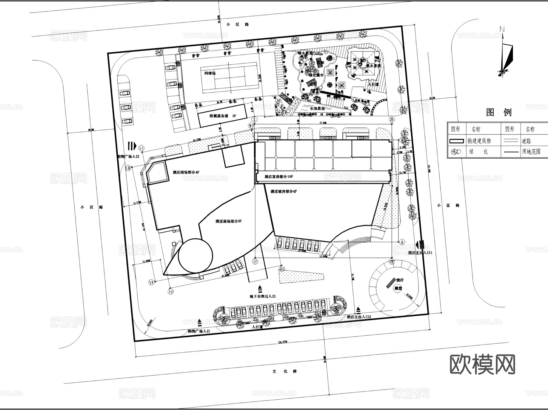 开原大酒店建筑CAD施工图集cad施工图