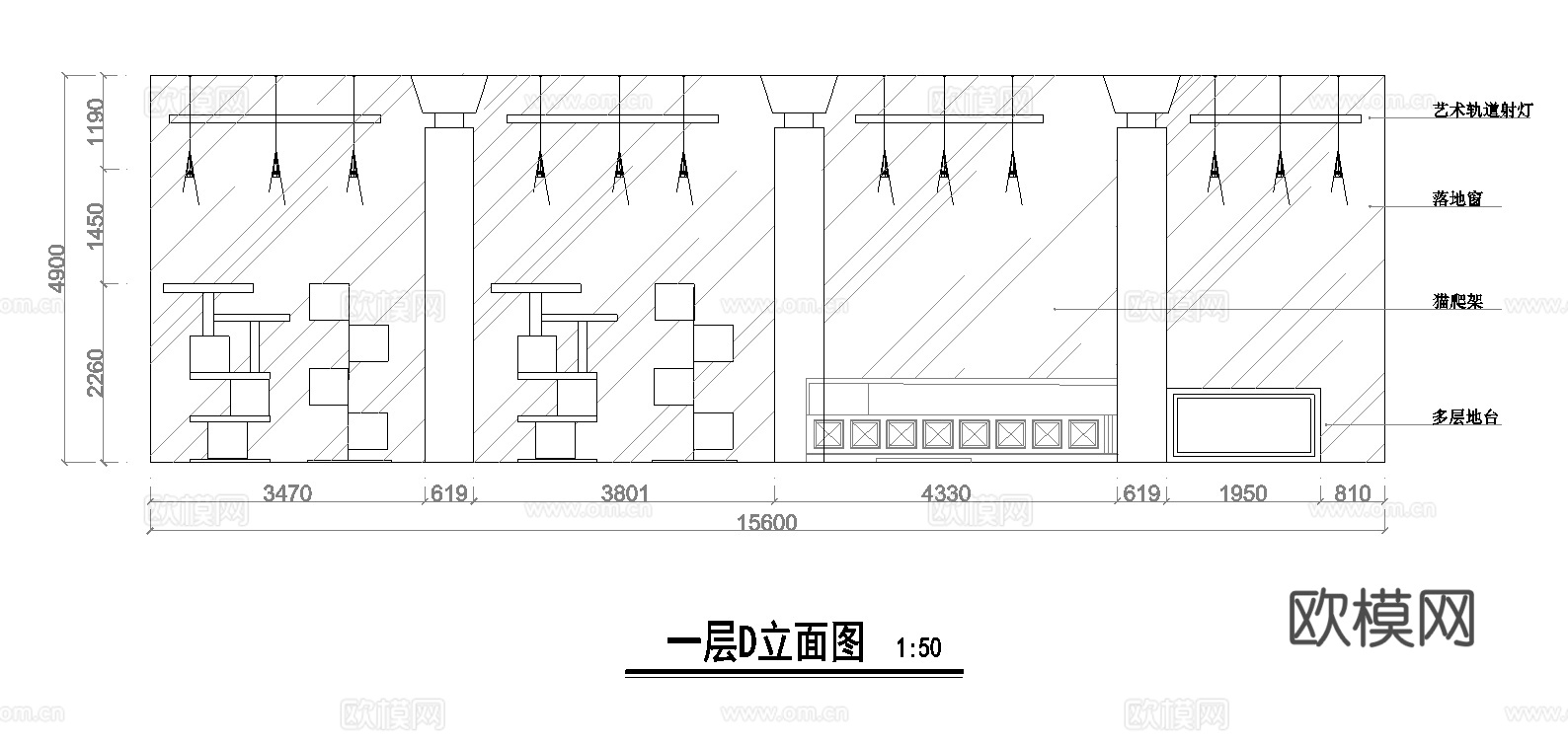 最新猫咖馆全套施工图设计cad施工图