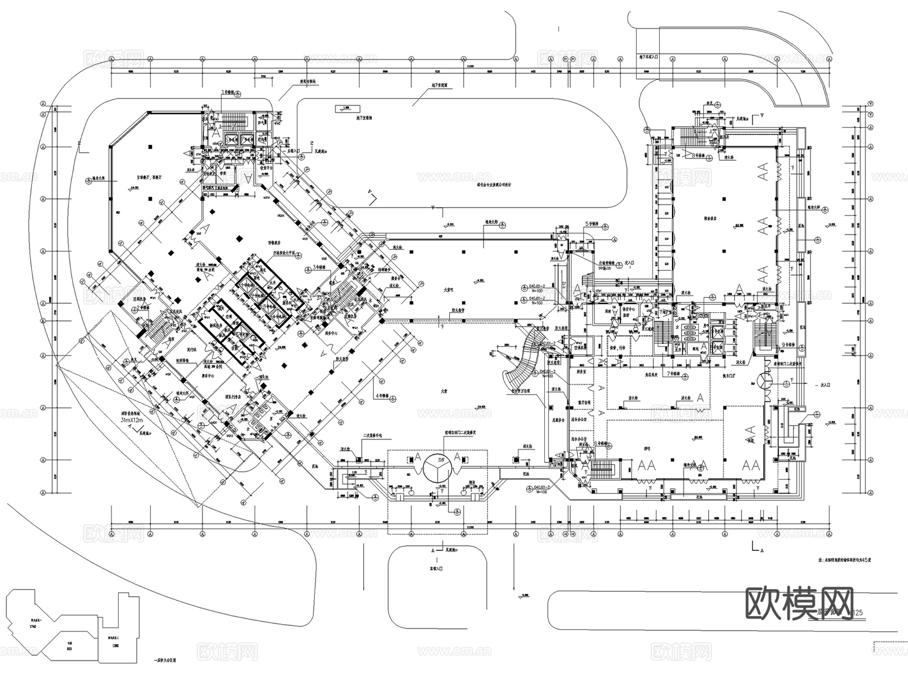 宁波华信国际大酒店建筑CAD施工图集cad施工图
