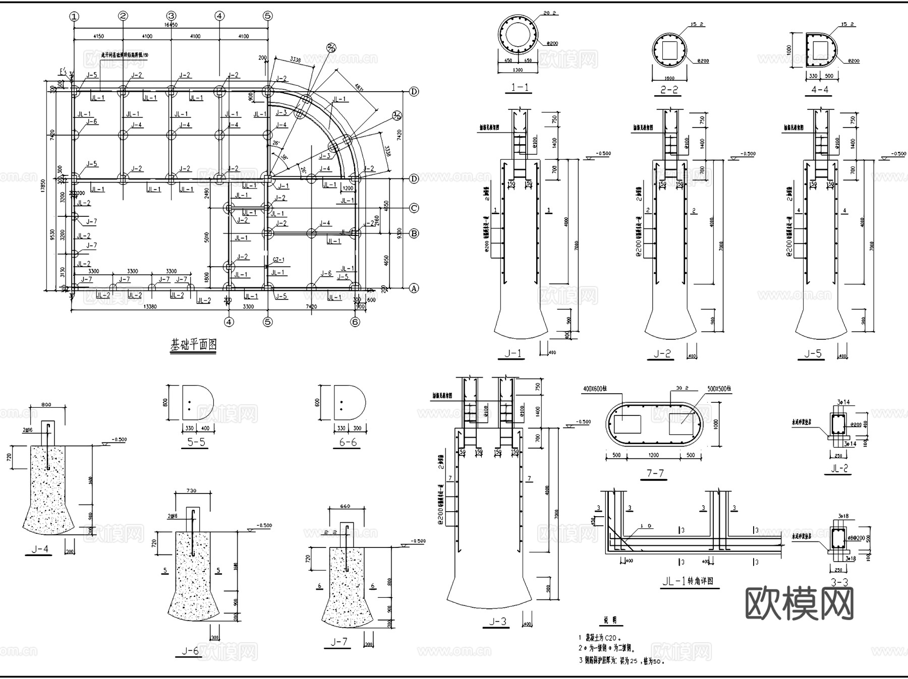 欧式商住建筑CAD施工图集cad施工图cad施工图