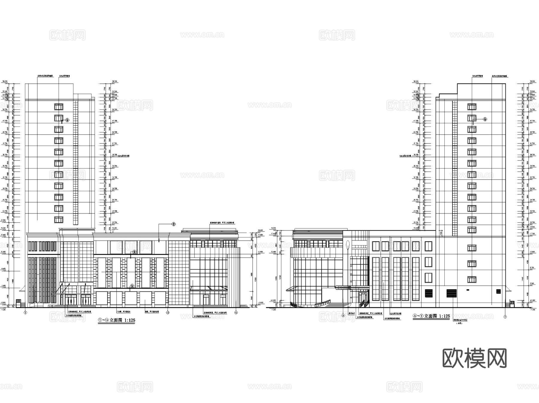 开原大酒店建筑CAD施工图集cad施工图