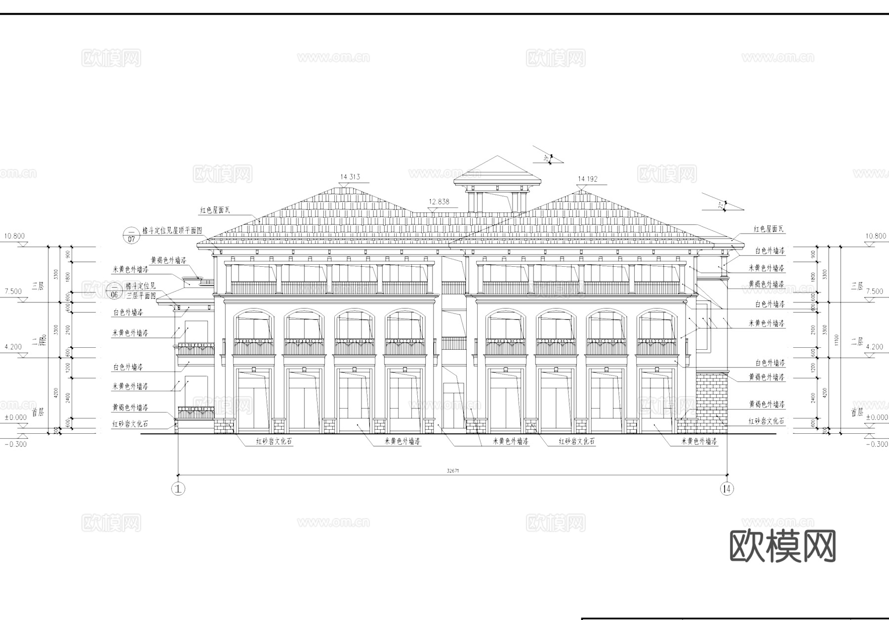 武汉现代森林小镇欧式幼儿园建筑CAD施工图整套cad施工图