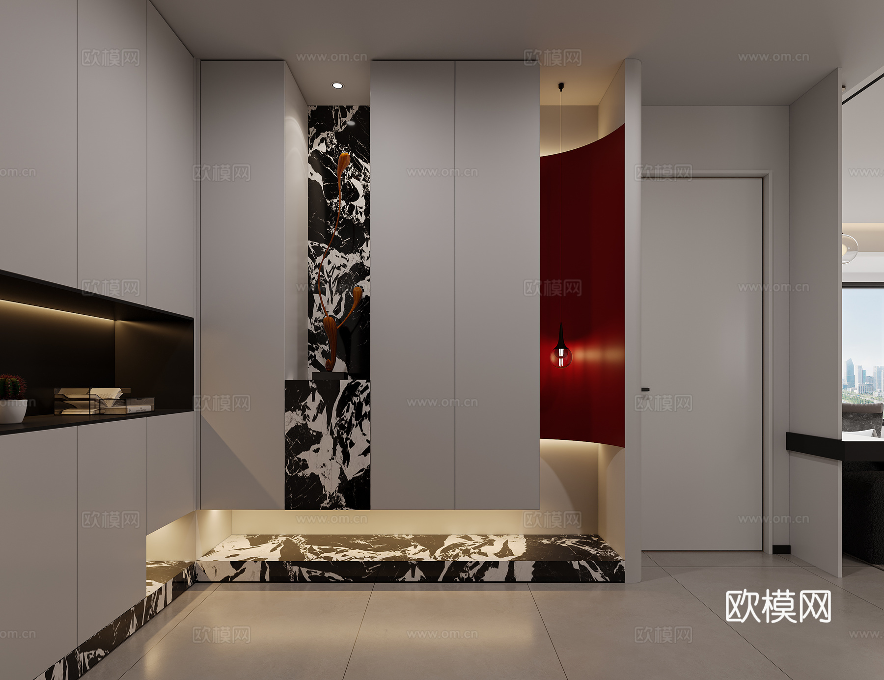 现代客餐厅3d模型下载（渲染图3）