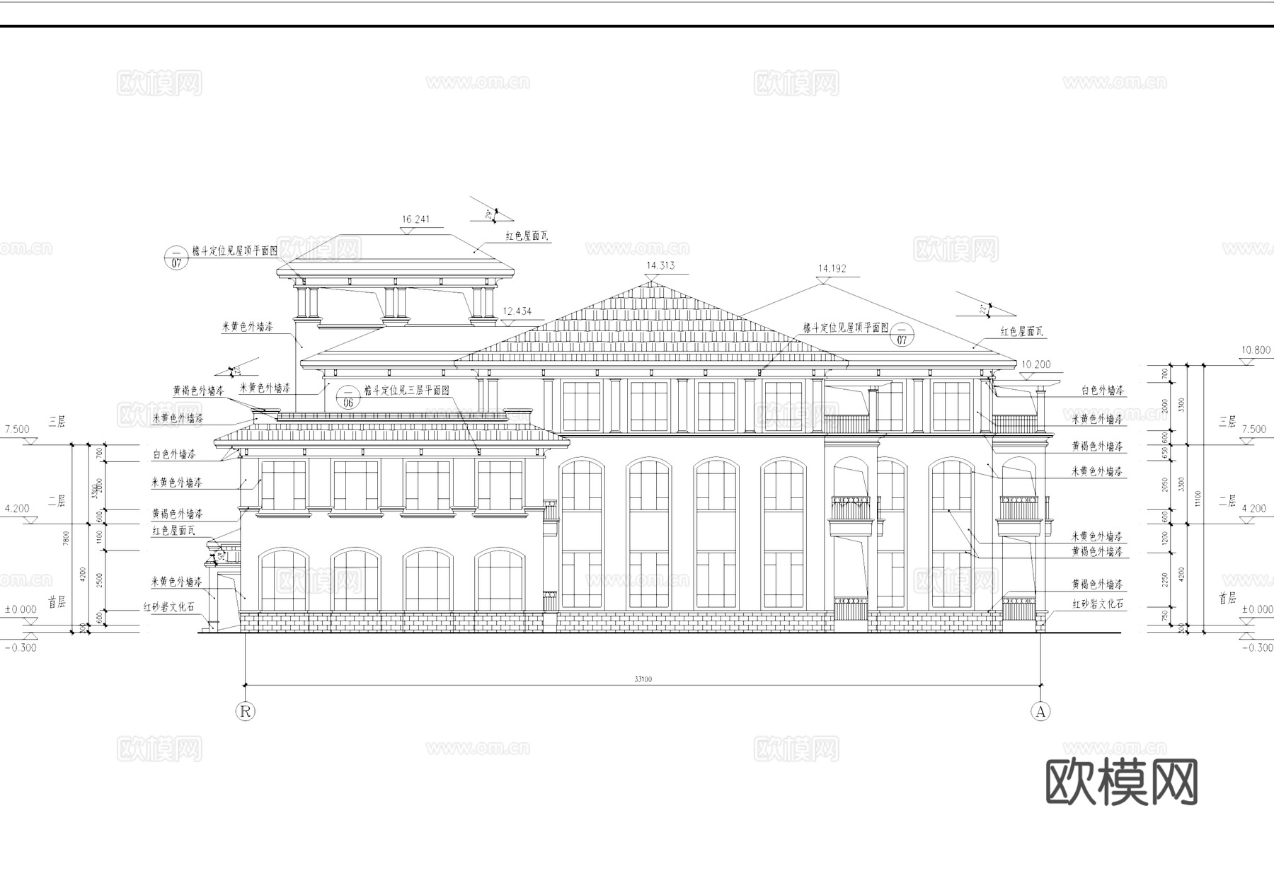 武汉现代森林小镇欧式幼儿园建筑CAD施工图整套cad施工图
