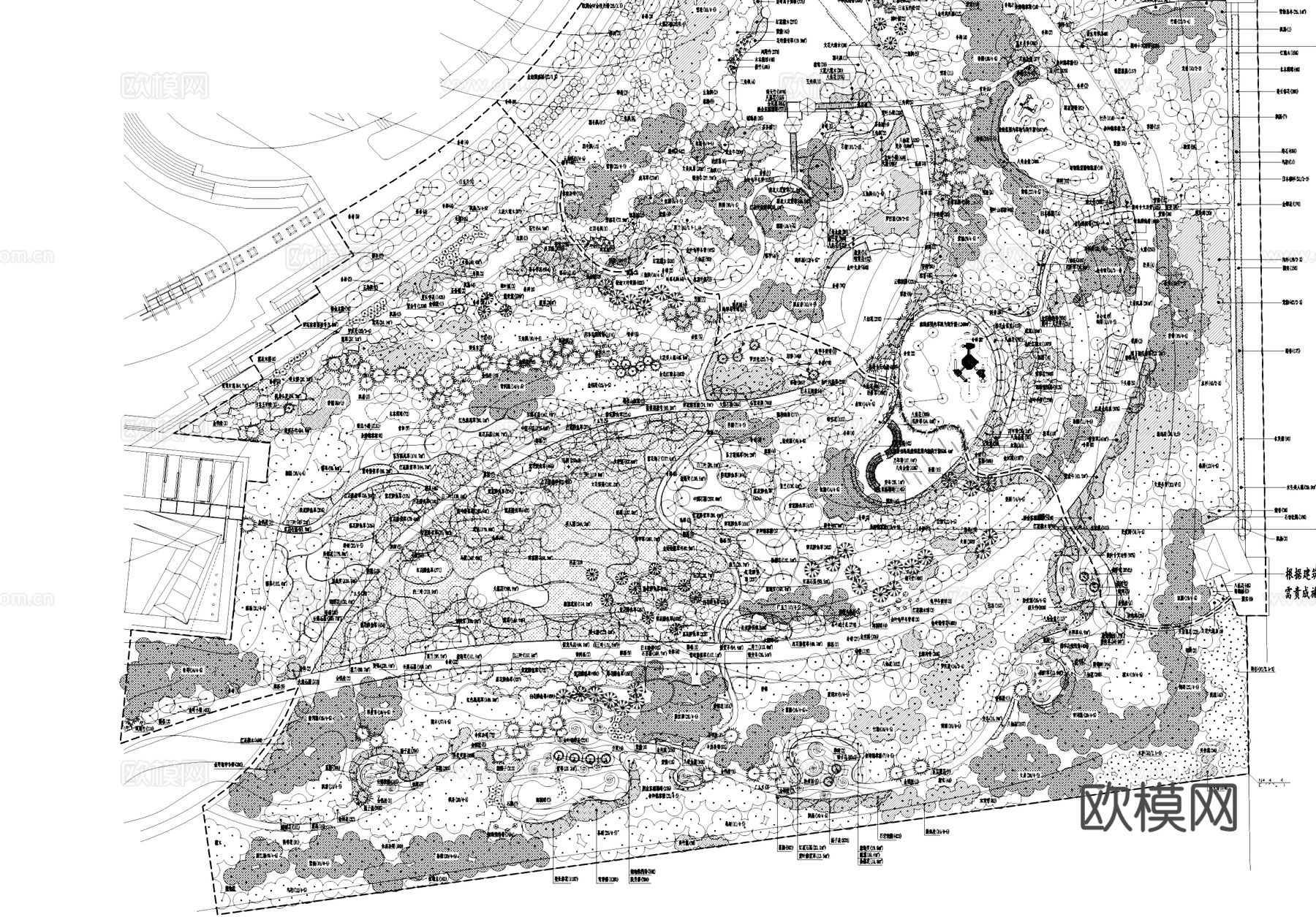 白塘公园景观植物配置绿化平面CAD施工图cad施工图