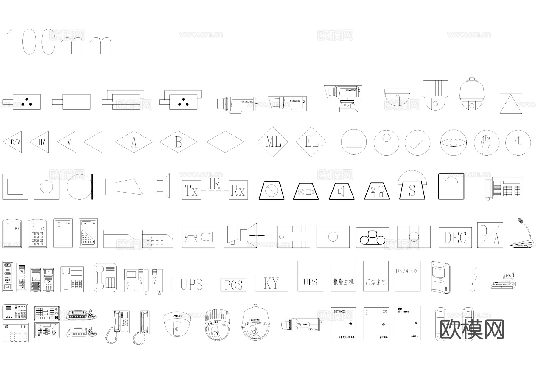 安防系统警报器电话电器CAD图例cad施工图