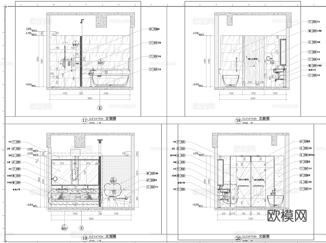 酒店大套房 最新全套施工图设计cad施工图