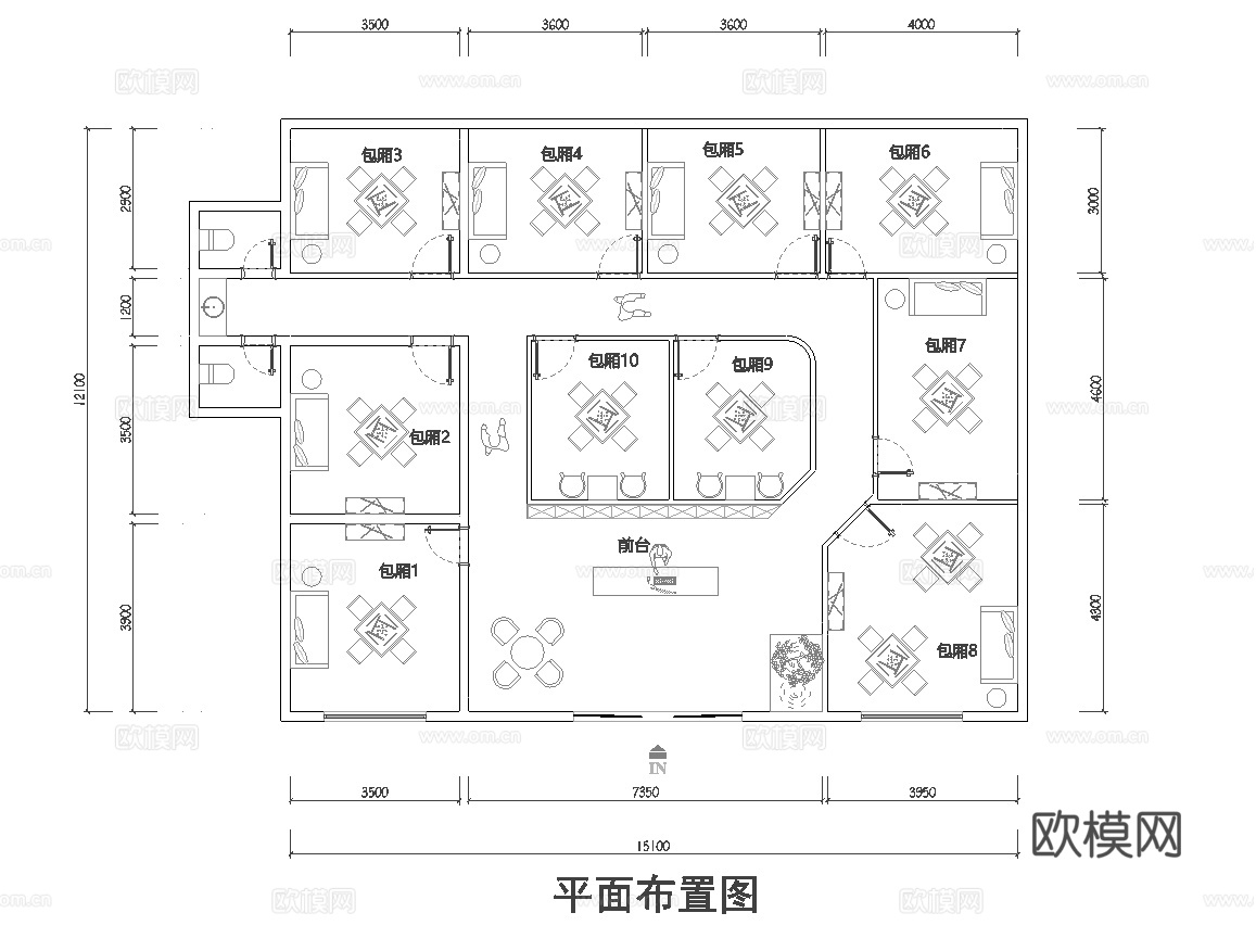 200平棋牌室 茶楼 最新平面施工图设计cad施工图cad施工图