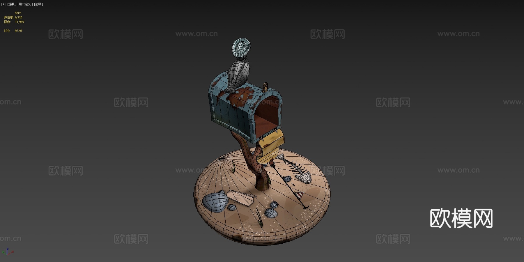 风格化手绘邮箱3d模型下载（渲染图4）