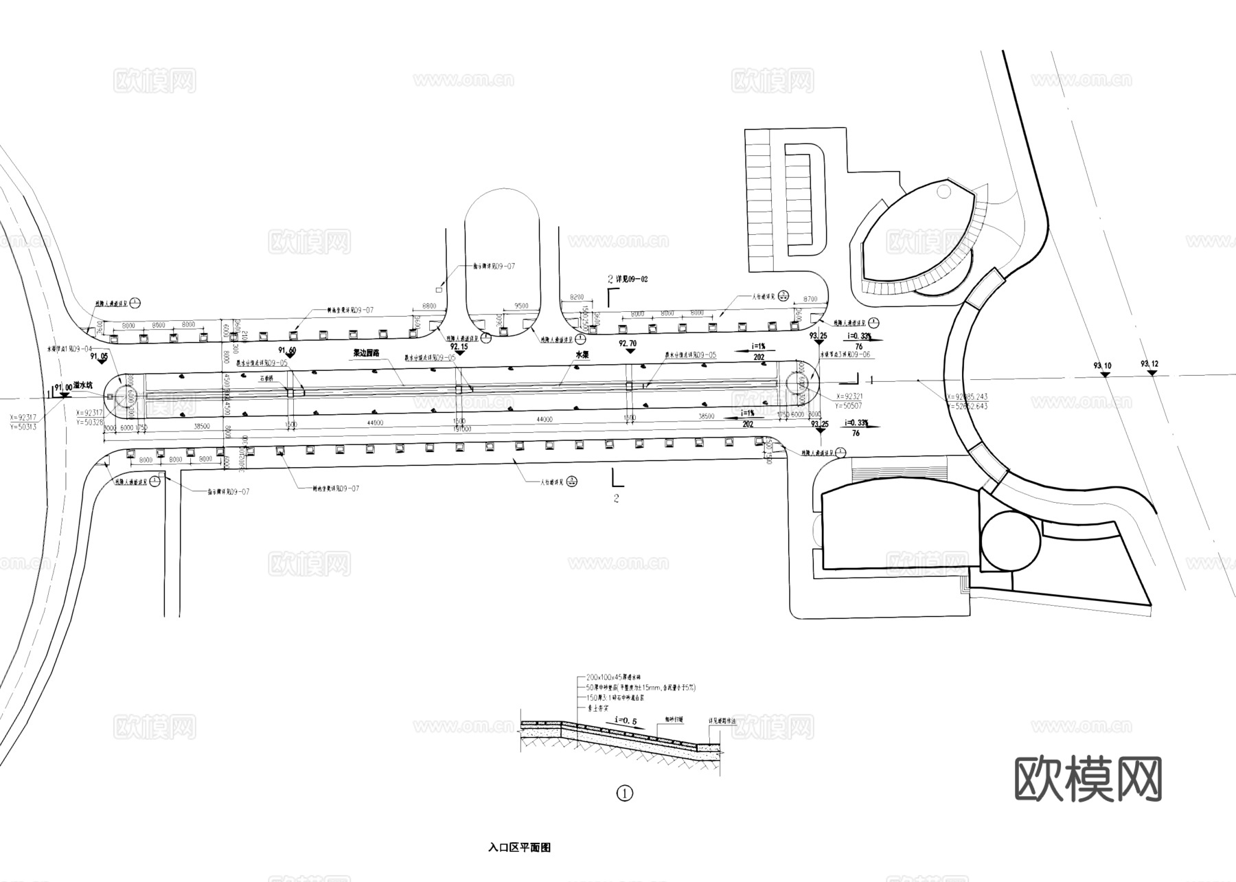 入口水渠景观节点CAD施工图cad施工图
