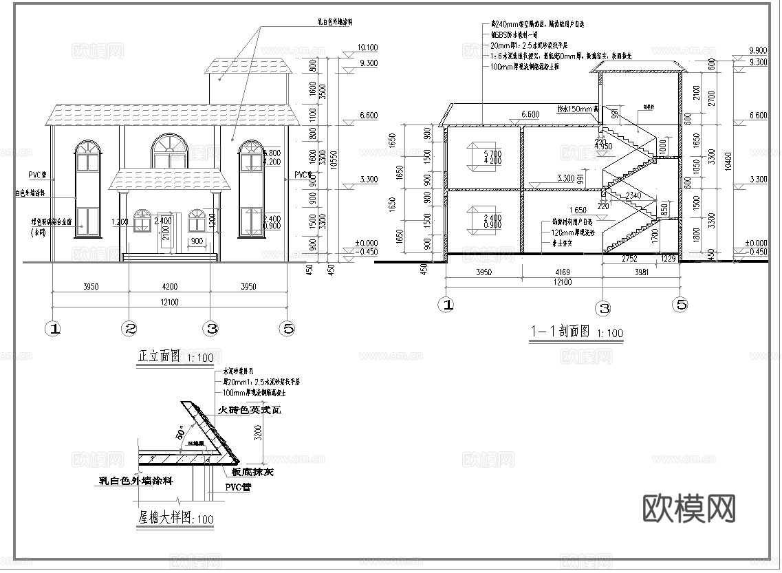 别墅建筑自建房 最新全套施工图设计cad施工图