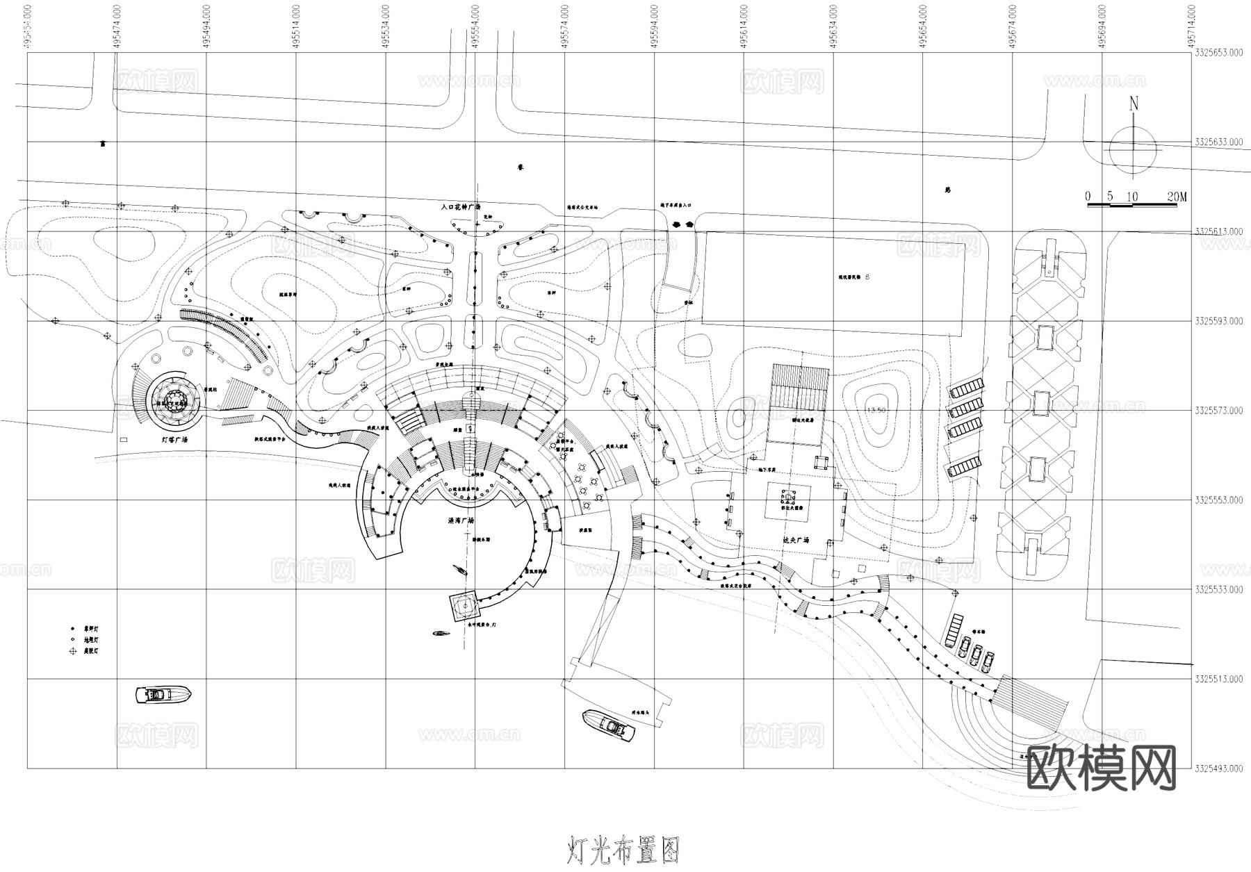 滨水港湾广场公园景观CAD施工图cad施工图