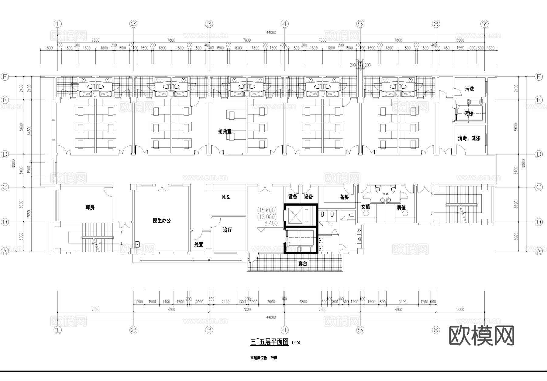 东川中医院综合楼建筑CAD施工图集cad施工图