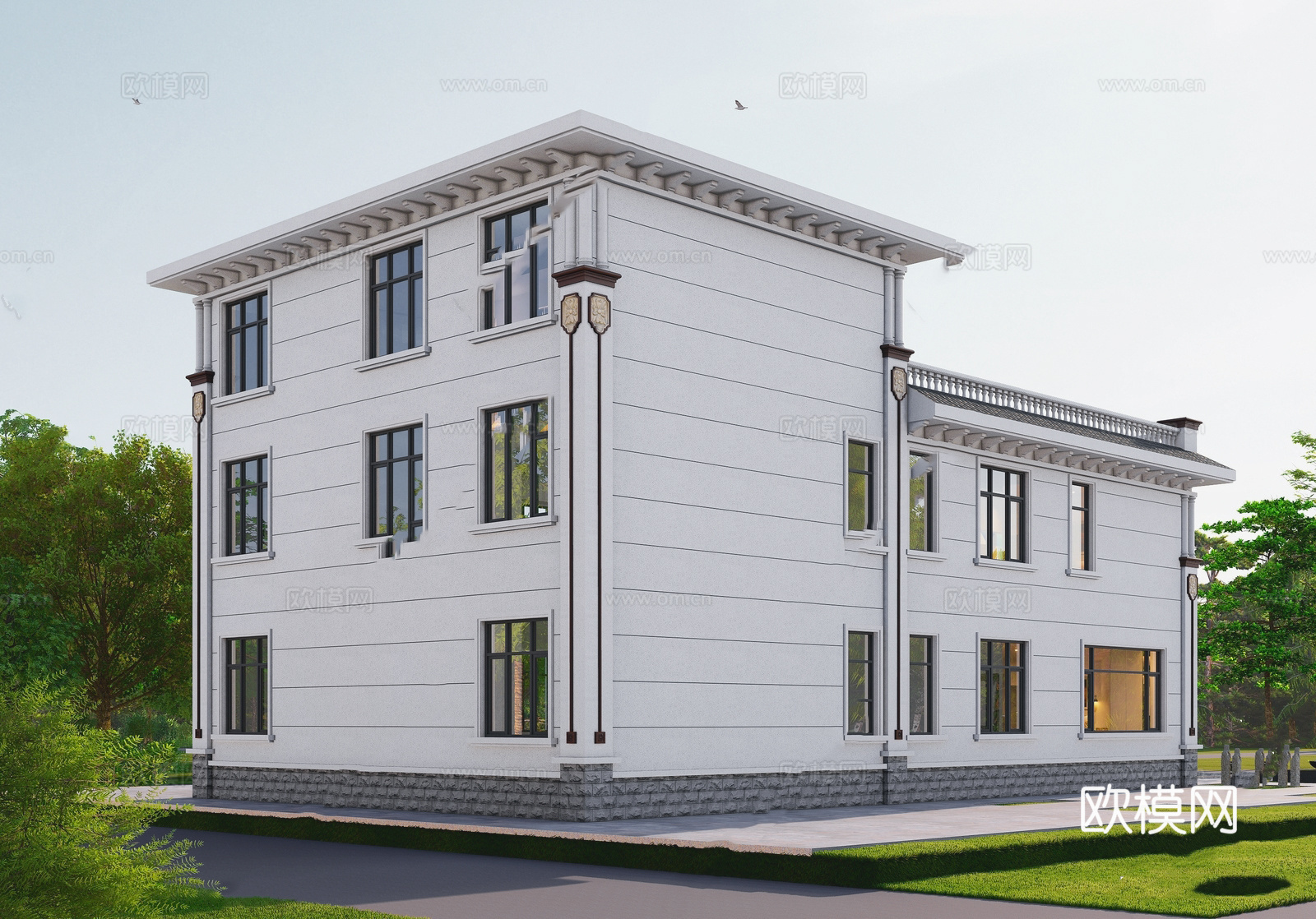 欧式别墅自建房 最新全套施工图设计cad施工图