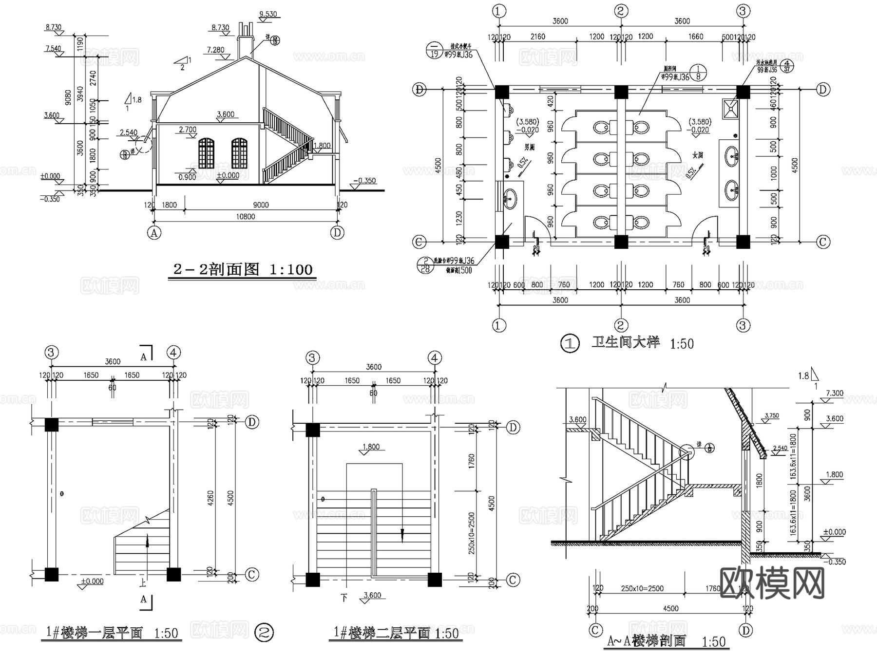 法式乡村街化妆品商店建筑CAD施工图cad施工图